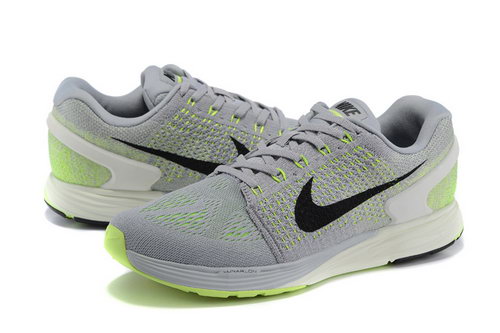 Mens Nike Lunarglide 7 Grey & Fluorescent Green France